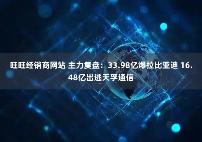 旺旺经销商网站 主力复盘：33.98亿爆拉比亚迪 16.48亿出逃天孚通信